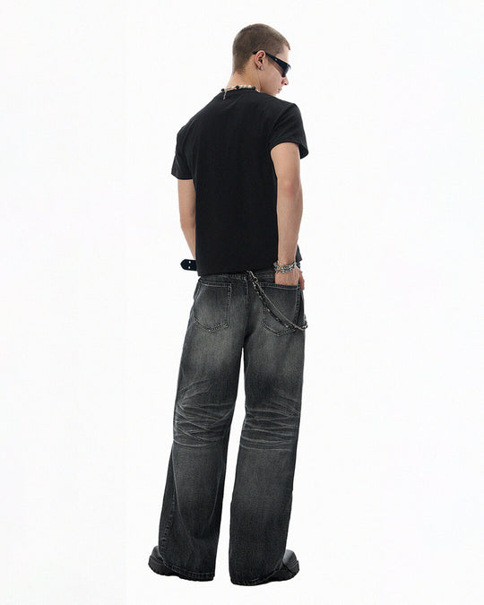JHYQ Black Vintage Wash Wide Leg Jeans | Face 3 Face
