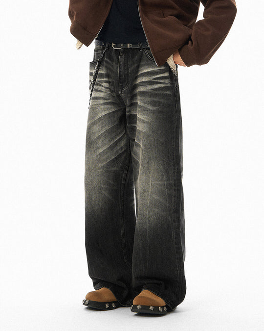 JHYQ Black Washed Lightning Burst Fade Jeans | Face 3 Face