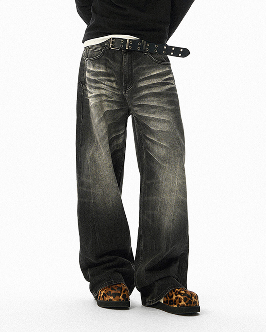 JHYQ Black Washed Lightning Burst Fade Jeans | Face 3 Face