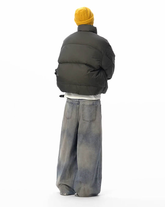 JHYQ Blue Beaded Studded Curved Seam Machete Jeans | Face 3 Face