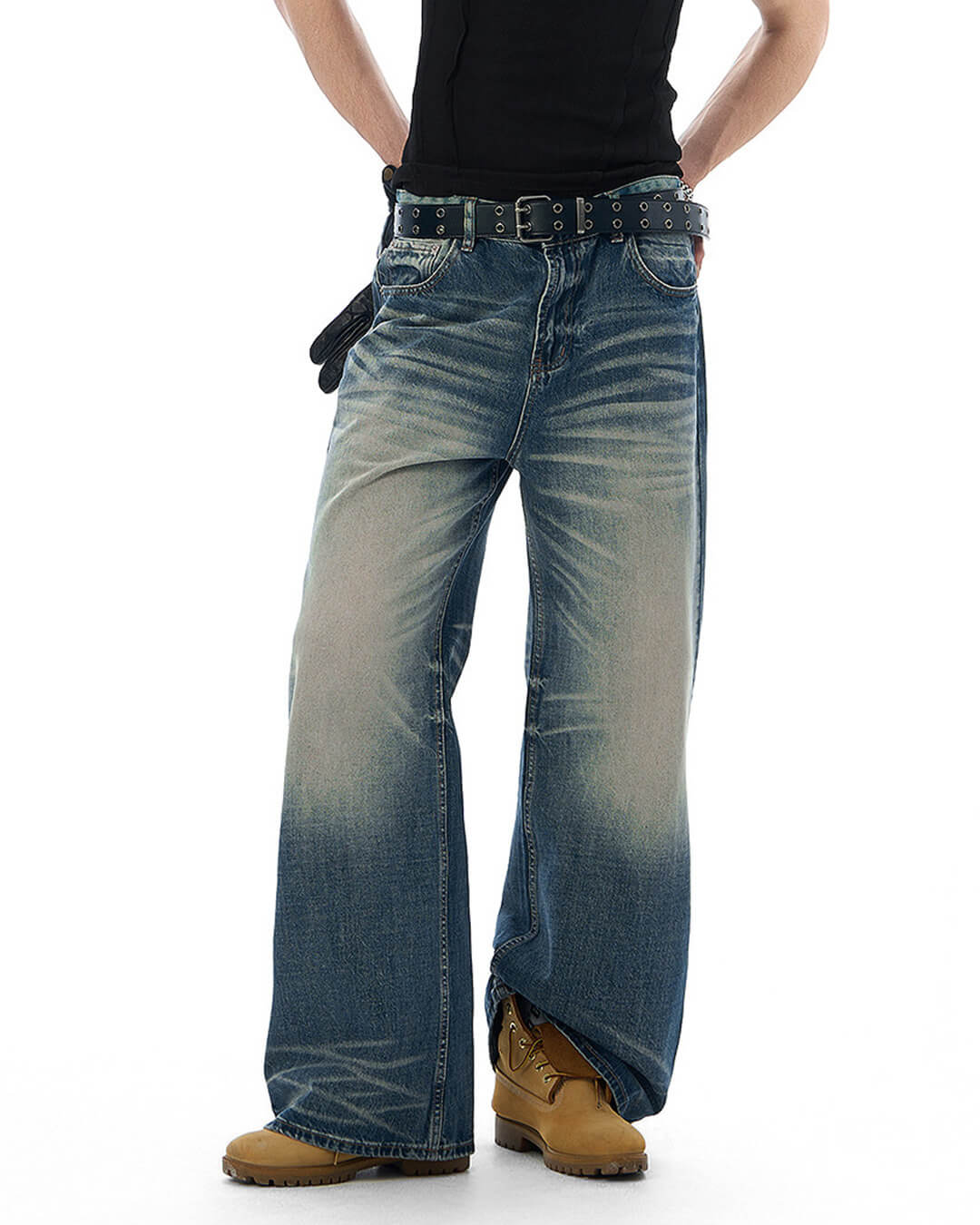 JHYQ Blue Vintage Wash Loose Fit Jeans | Face 3 Face