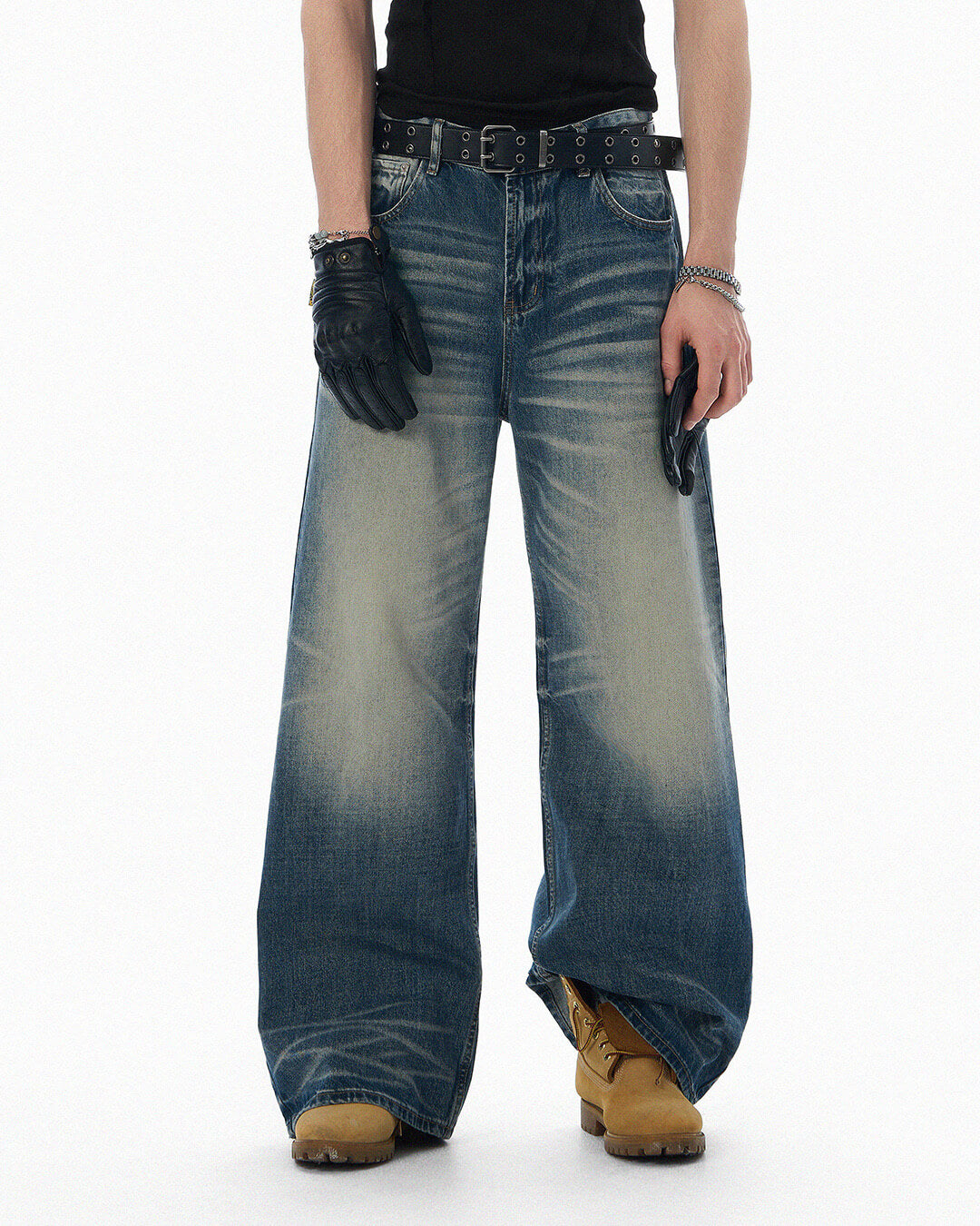JHYQ Blue Vintage Wash Loose Fit Jeans | Face 3 Face
