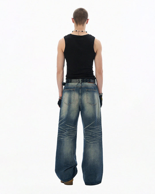 JHYQ Blue Vintage Wash Loose Fit Jeans | Face 3 Face