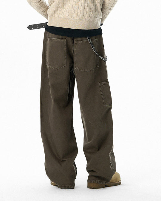 JHYQ Coffee Brown Washed Work Jeans | Face 3 Face