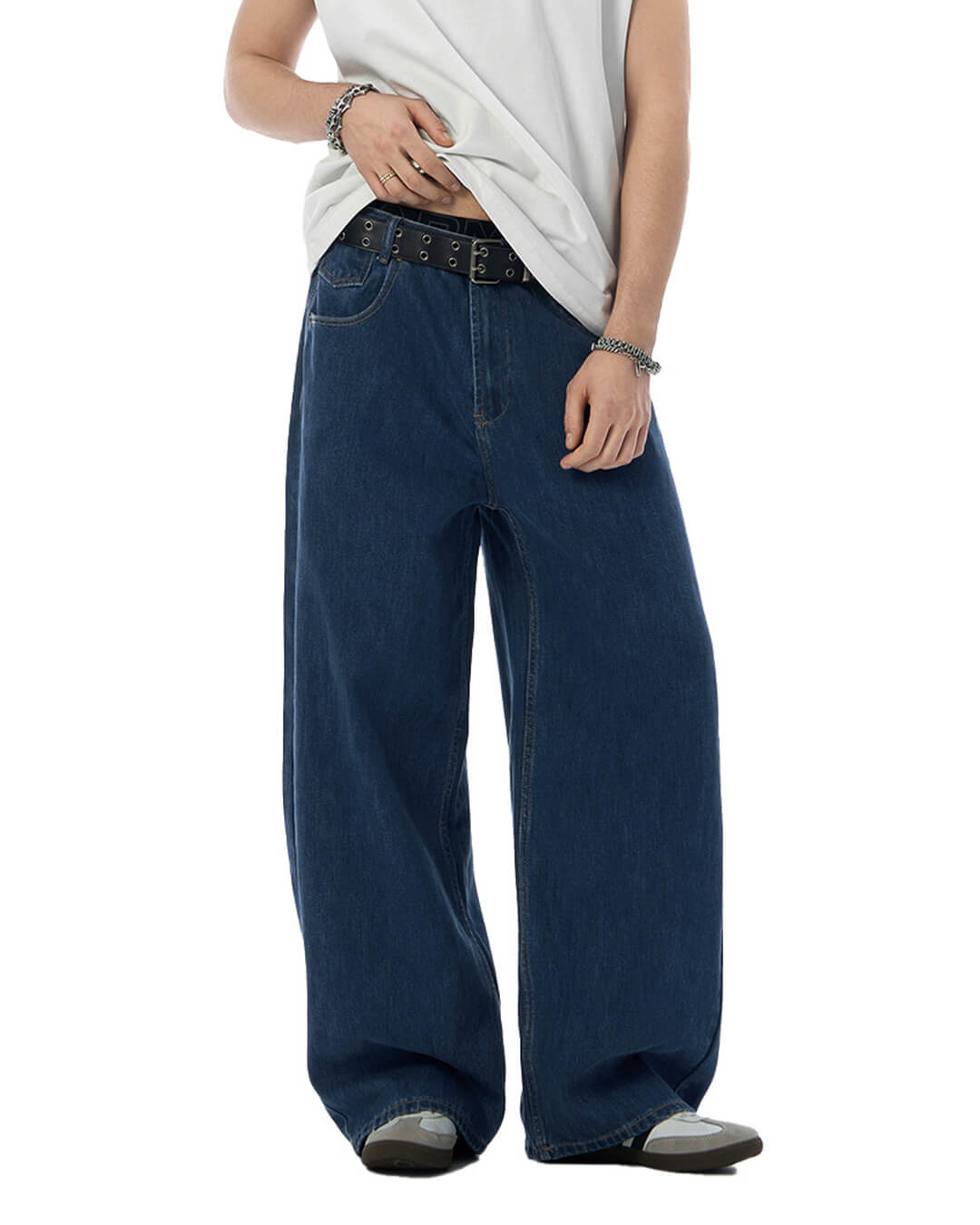 JHYQ Dark Blue Arched Back Pocket Loose Fit Jeans | Face 3 Face