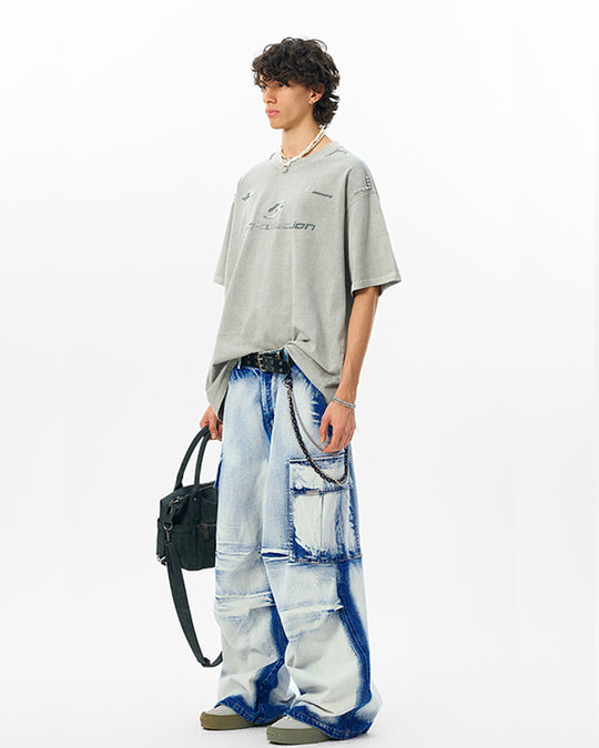 JHYQ Destruction Washed Mottled Print Beads Tee | Face 3 Face