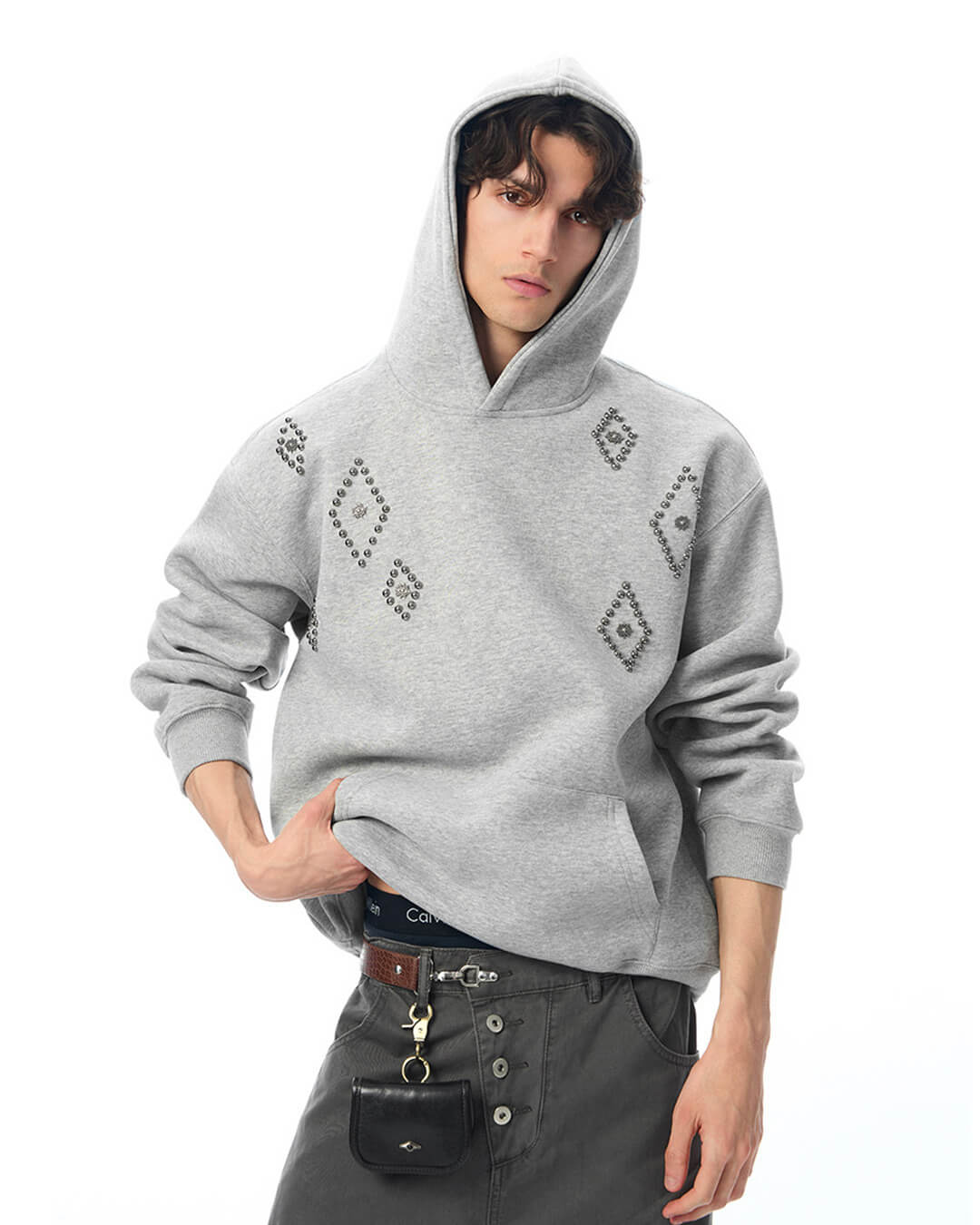 JHYQ Diamond Studded Eye Rivet Hoodie | Face 3 Face