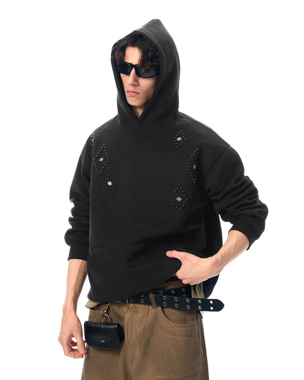 JHYQ Diamond Studded Eye Rivet Hoodie | Face 3 Face