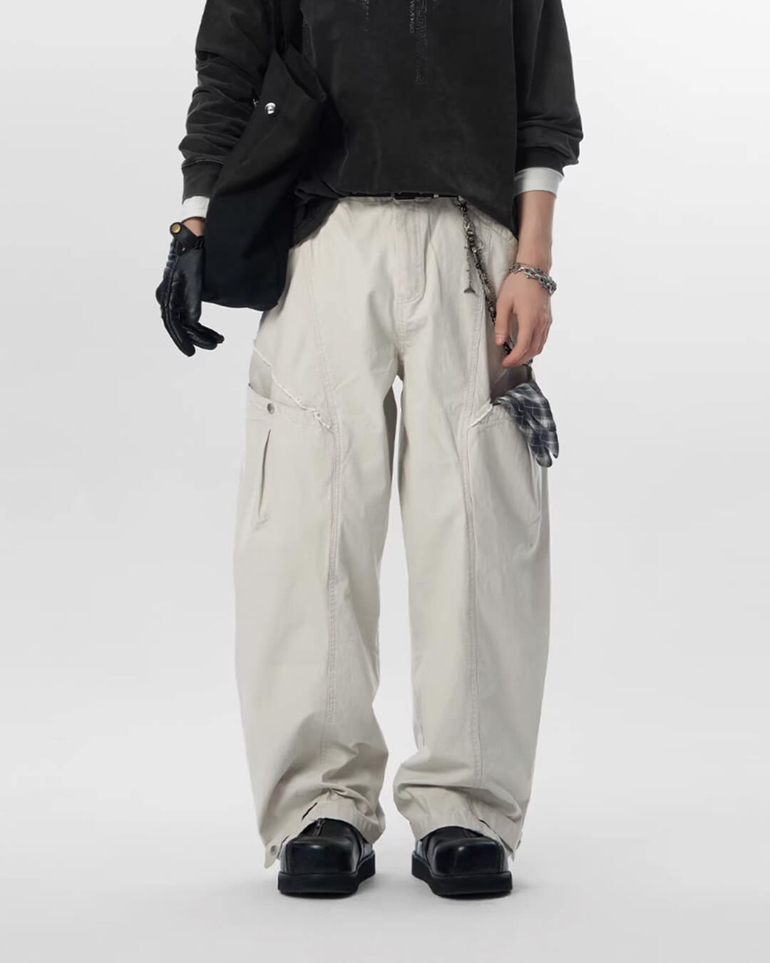 JHYQ Distressed Multi Pocket Baggy Cargo Pants | Face 3 Face