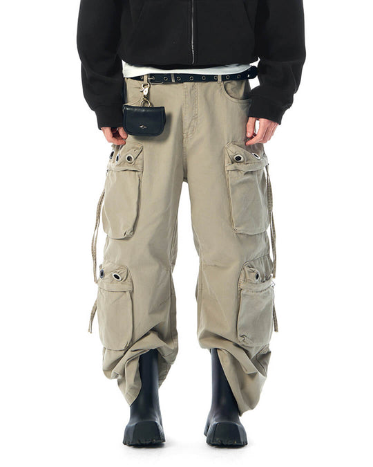 JHYQ Eyelet Detail 3D Multi Pocket Baggy Cargo Pants | Face 3 Face