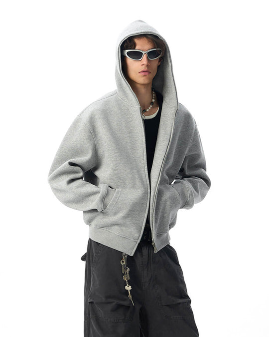 JHYQ Heavyweight Essential Cropped Zip Up Hoodie | Face 3 Face