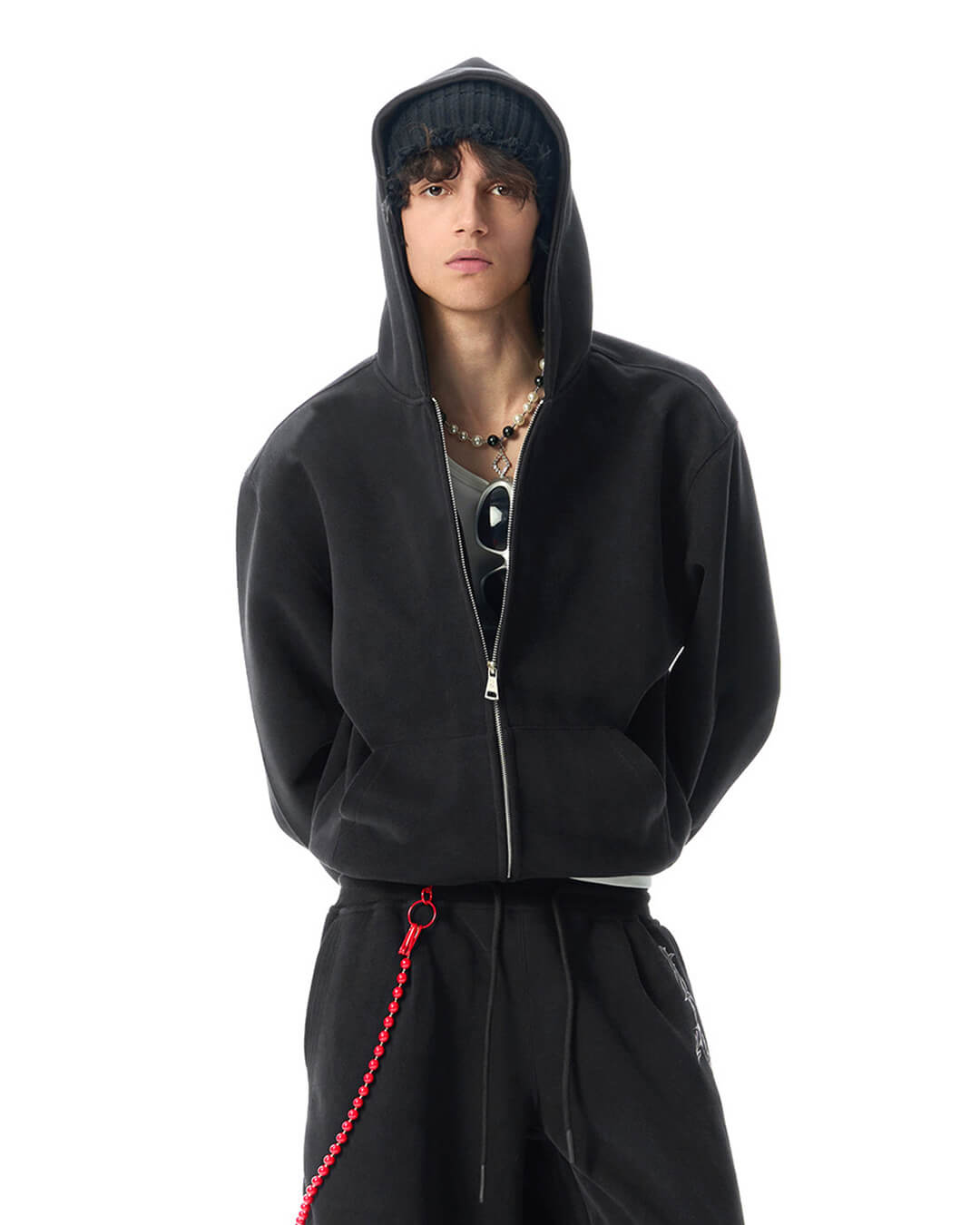 JHYQ Heavyweight Essential Cropped Zip Up Hoodie | Face 3 Face