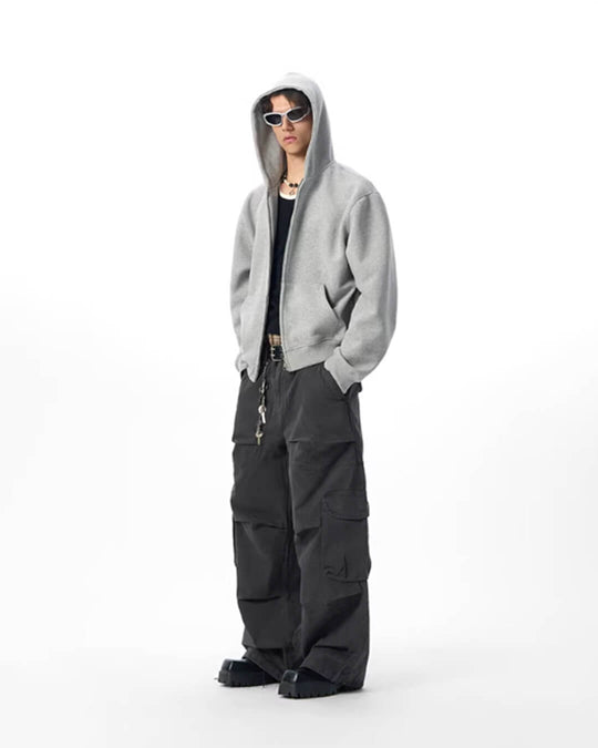 JHYQ Heavyweight Essential Cropped Zip Up Hoodie | Face 3 Face