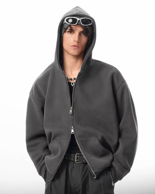 JHYQ Heavyweight Essential Double Zipper Hoodie | Face 3 Face