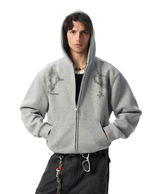 JHYQ Horse Print Cropped Zip Up Hoodie | Face 3 Face