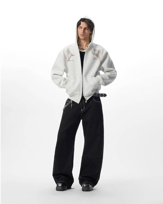 JHYQ Horse Print Cropped Zip Up Hoodie | Face 3 Face