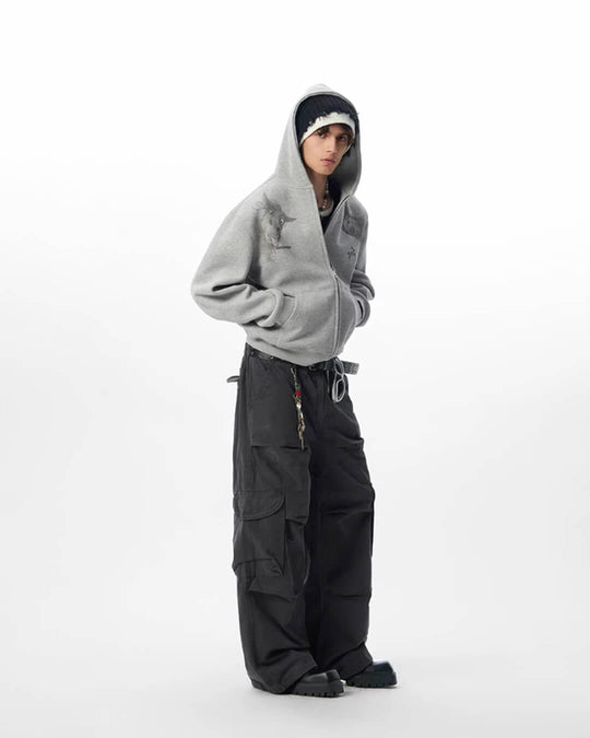 JHYQ Horse Print Cropped Zip Up Hoodie | Face 3 Face