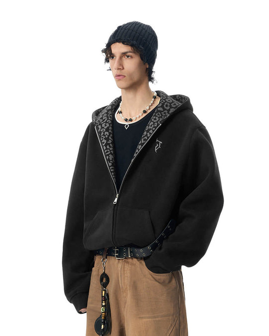 JHYQ Leopard Print Lined Cropped Hoodie | Face 3 Face