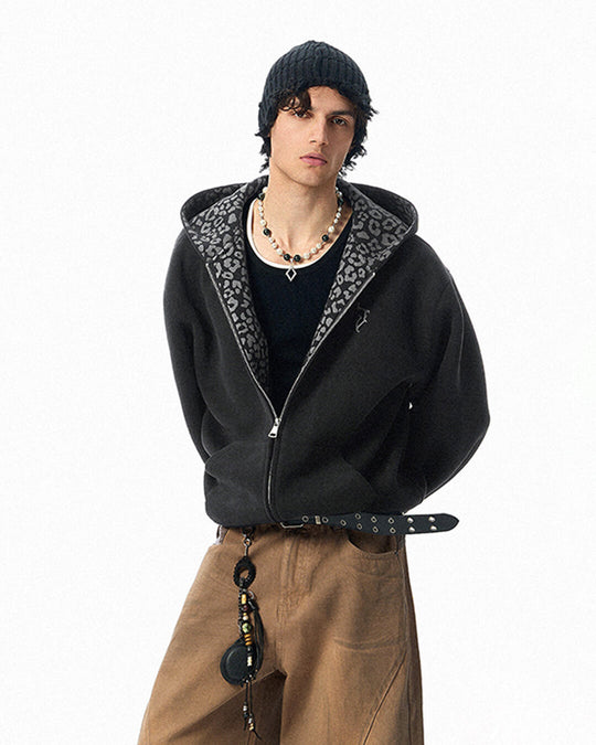 JHYQ Leopard Print Lined Cropped Hoodie | Face 3 Face