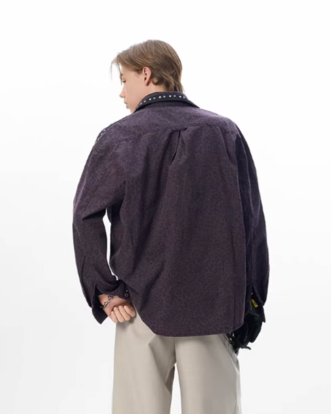 JHYQ Leopard Print Metal Studded Shirt Jacket | Face 3 Face