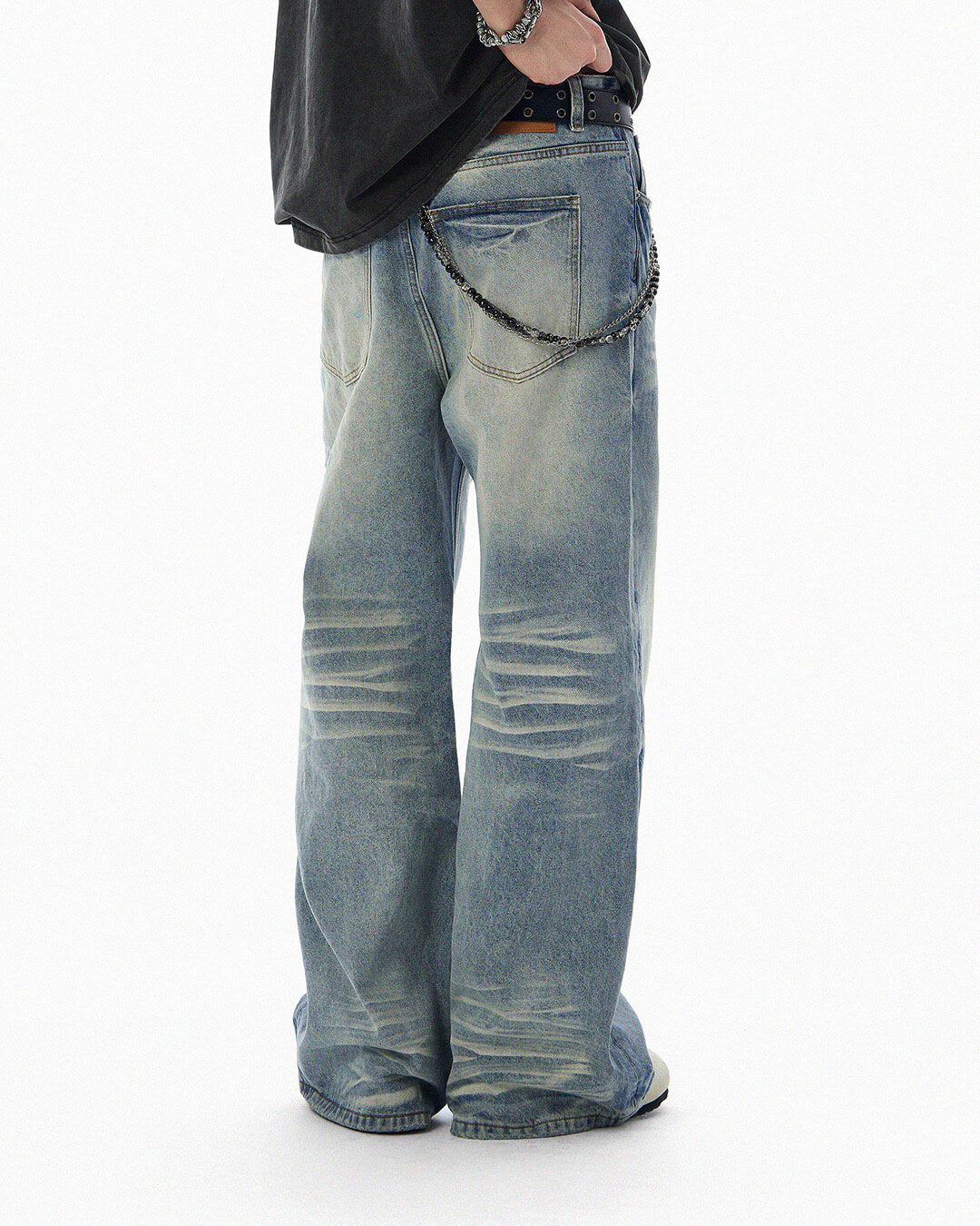 JHYQ Light Blue Whiskered Washed Loose Fit Jeans | Face 3 Face