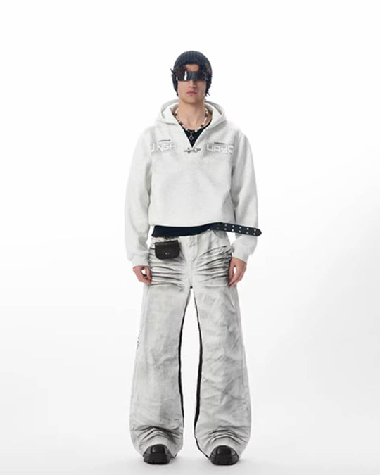 JHYQ Metal Buckle V Neck Cropped Hoodie | Face 3 Face