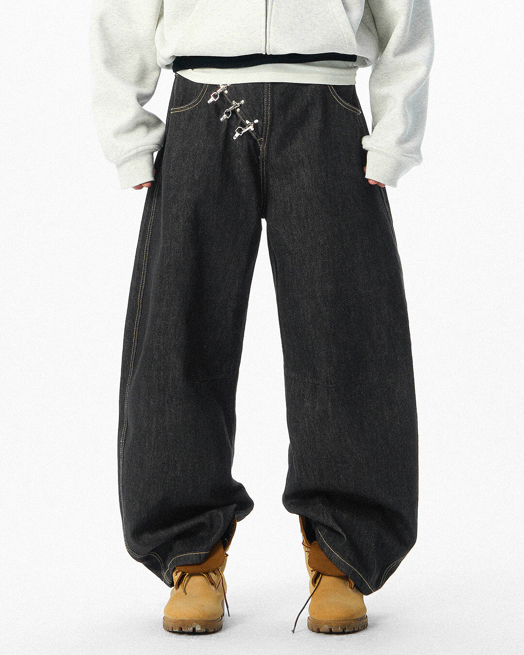 JHYQ Metal Snap Buckle Baggy Machete Jeans | Face 3 Face