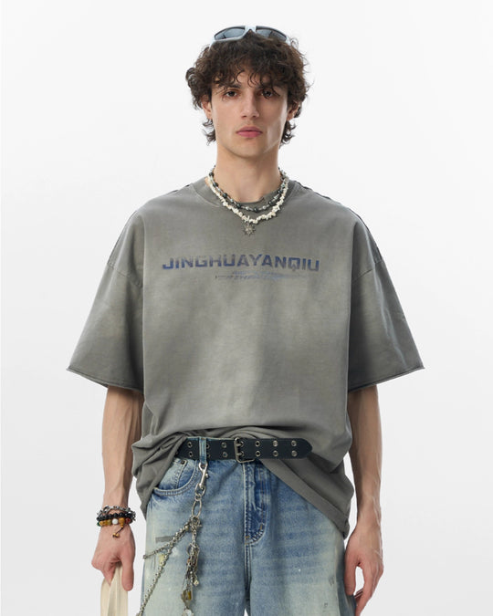 JHYQ Neck Detail Gradient Washed Tee | Face 3 Face