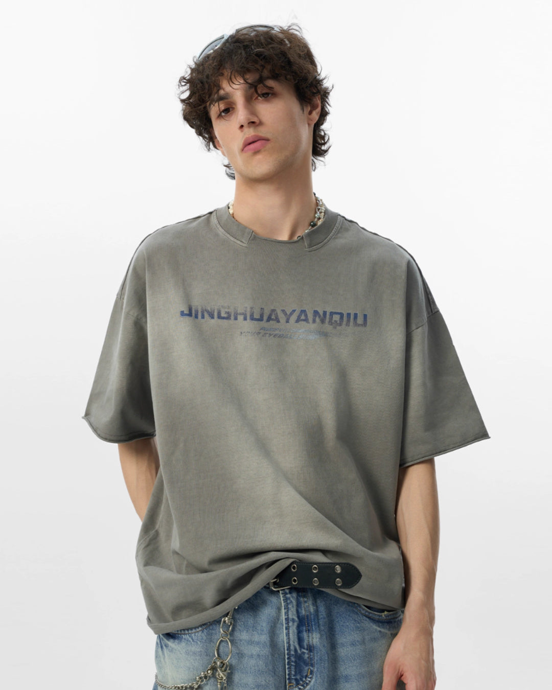 JHYQ Neck Detail Gradient Washed Tee | Face 3 Face