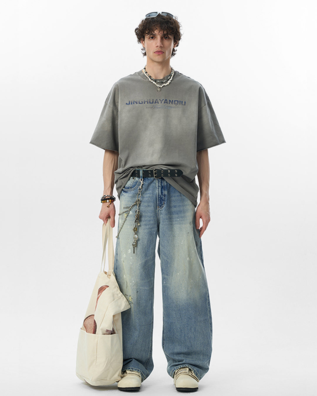 JHYQ Neck Detail Gradient Washed Tee | Face 3 Face