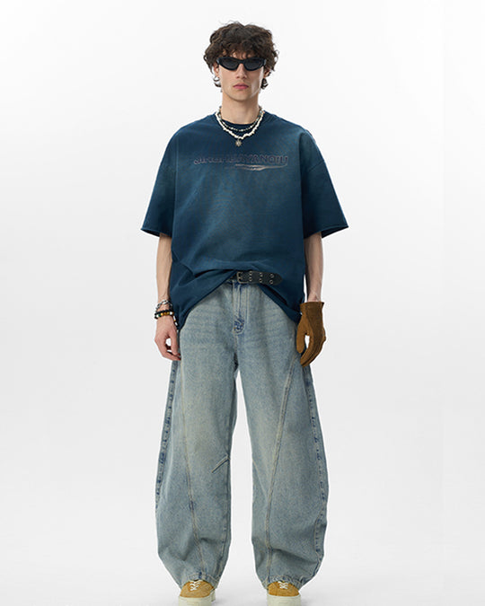 JHYQ Neck Detail Gradient Washed Tee | Face 3 Face