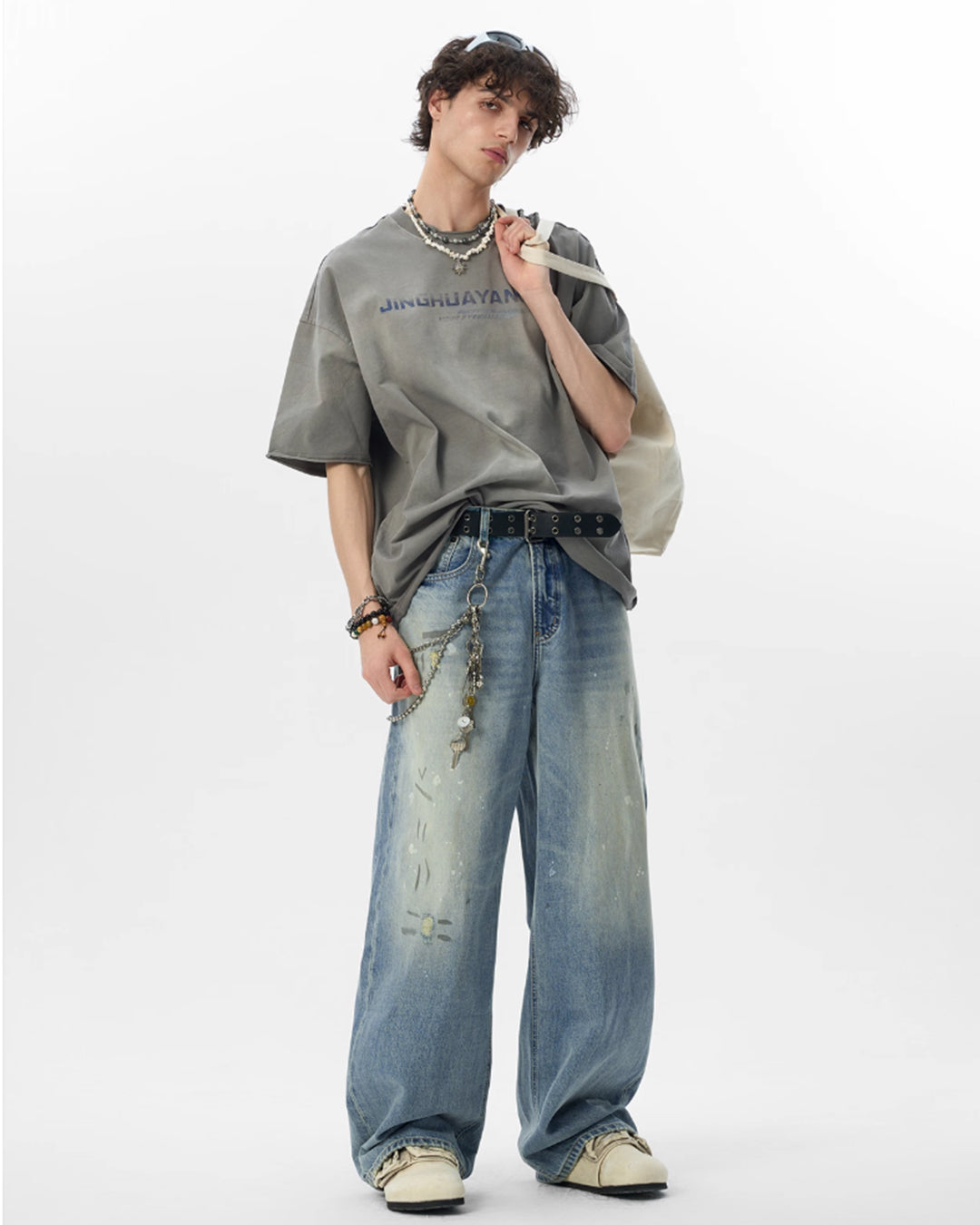 JHYQ Neck Detail Gradient Washed Tee | Face 3 Face