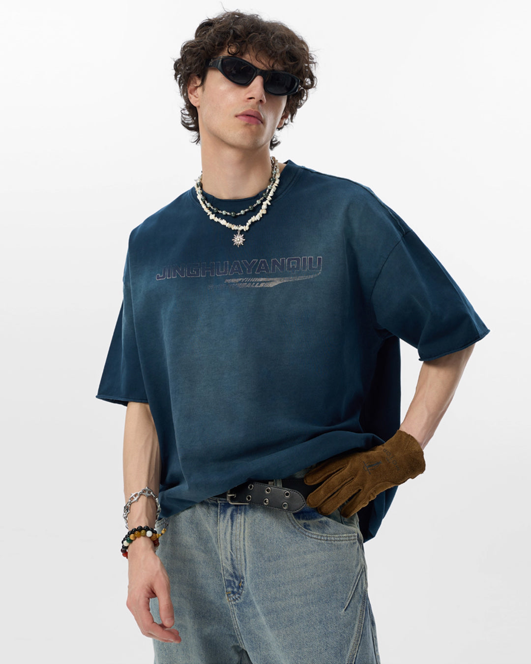 JHYQ Neck Detail Gradient Washed Tee | Face 3 Face