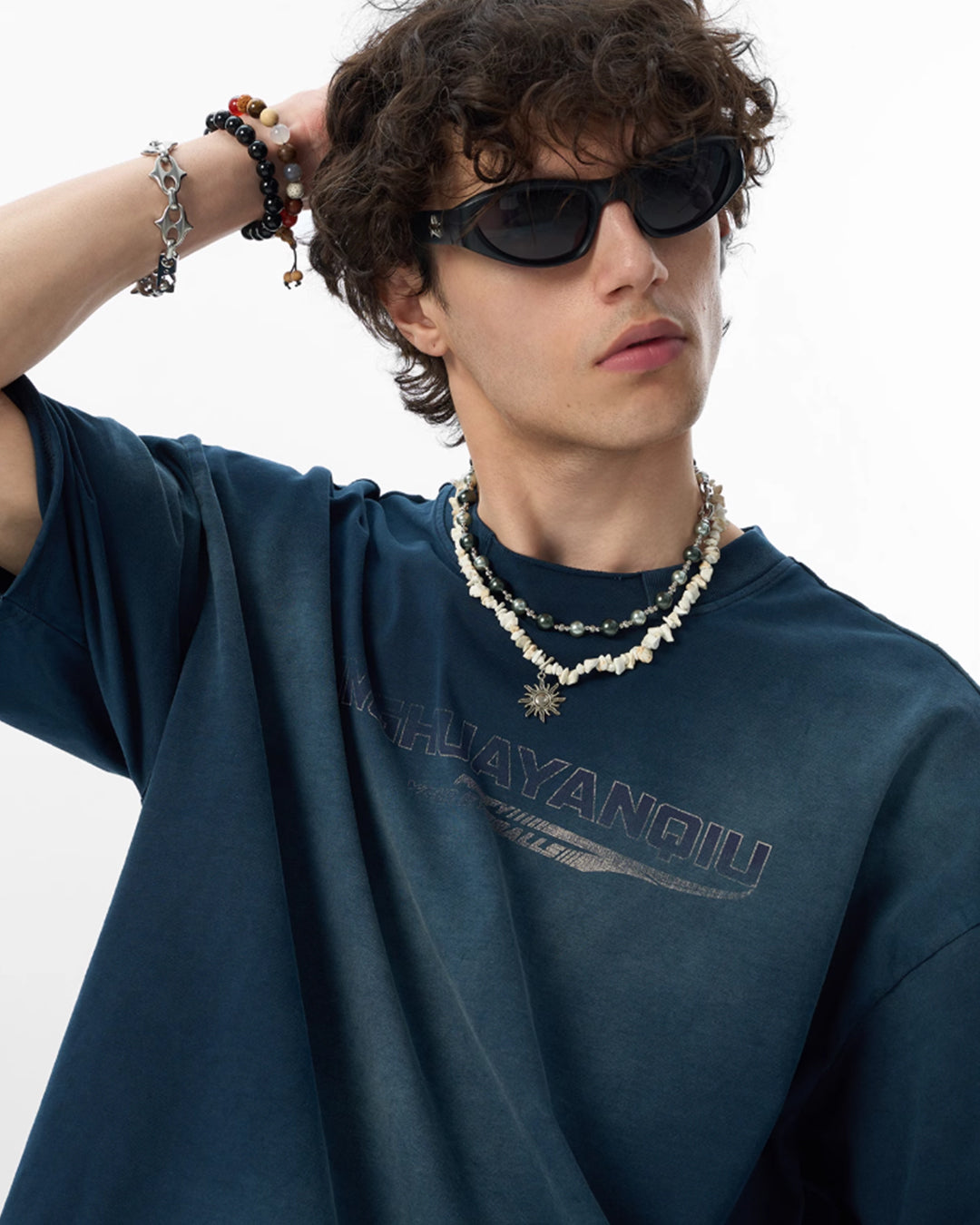 JHYQ Neck Detail Gradient Washed Tee | Face 3 Face