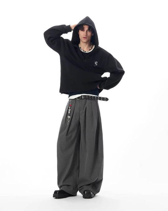 JHYQ Pegasus Logo V Neck Cropped Hoodie | Face 3 Face