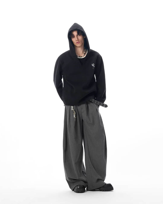 JHYQ Pegasus Logo V Neck Cropped Hoodie | Face 3 Face