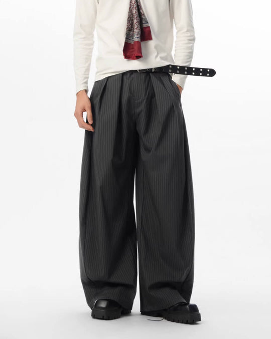 JHYQ Pinstripe Pleated Wide Leg Suit Pants | Face 3 Face