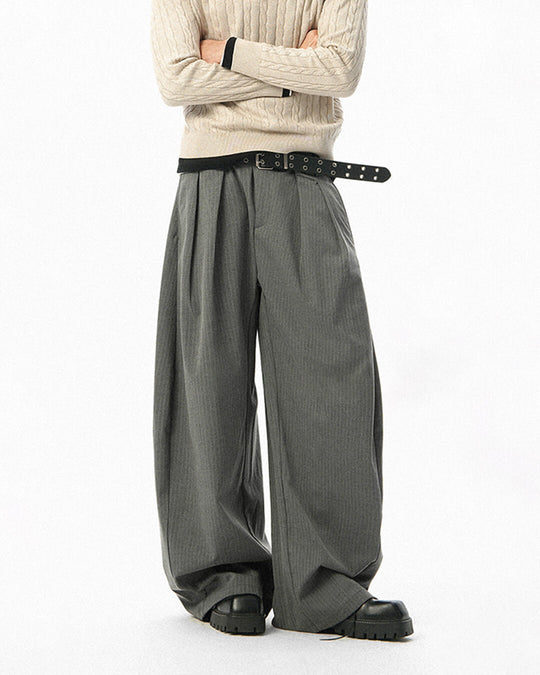 JHYQ Pinstripe Pleated Wide Leg Suit Pants | Face 3 Face