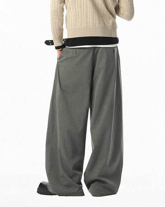 JHYQ Pinstripe Pleated Wide Leg Suit Pants | Face 3 Face