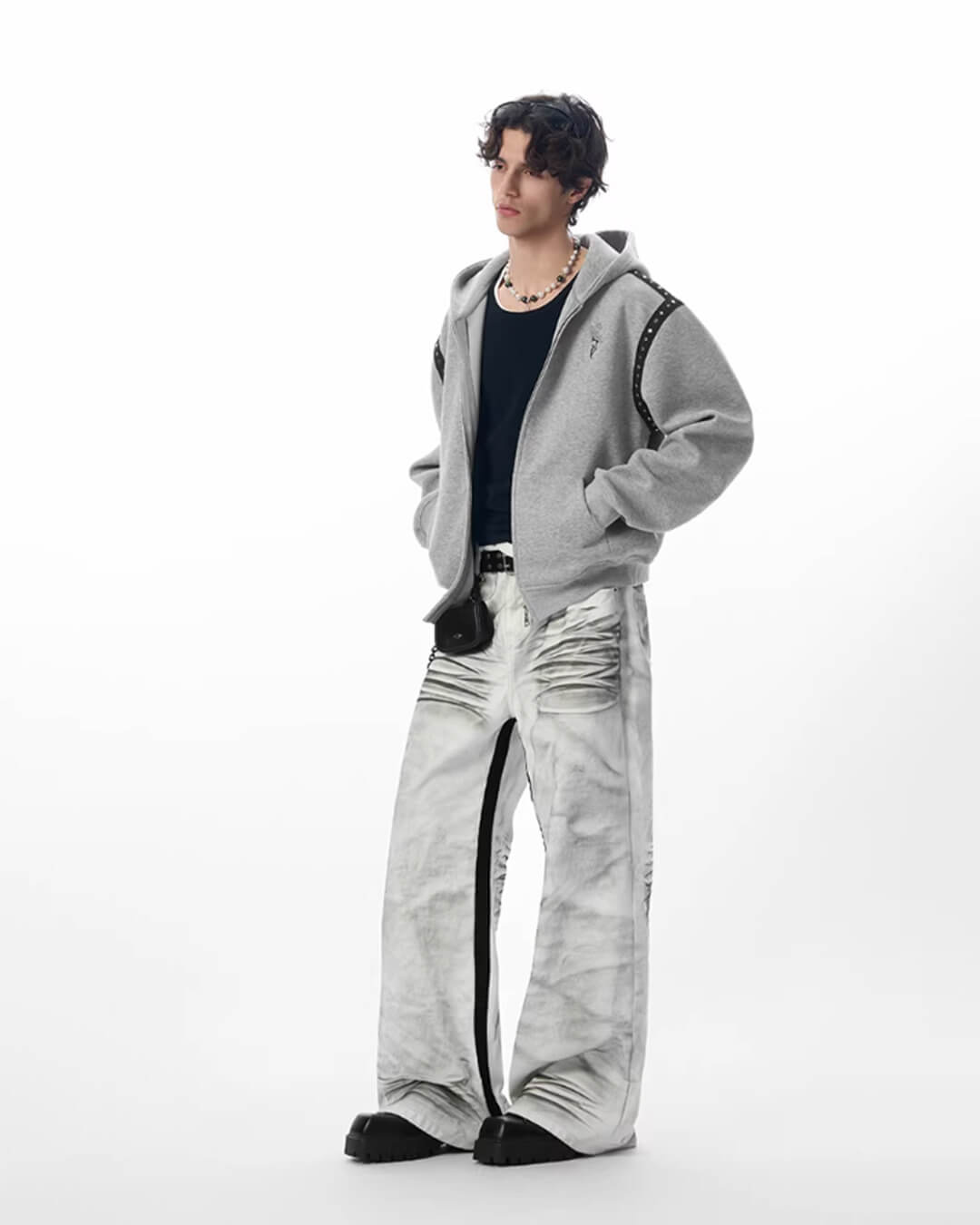 JHYQ Rivet Shoulder Cropped Zip Up Hoodie | Face 3 Face
