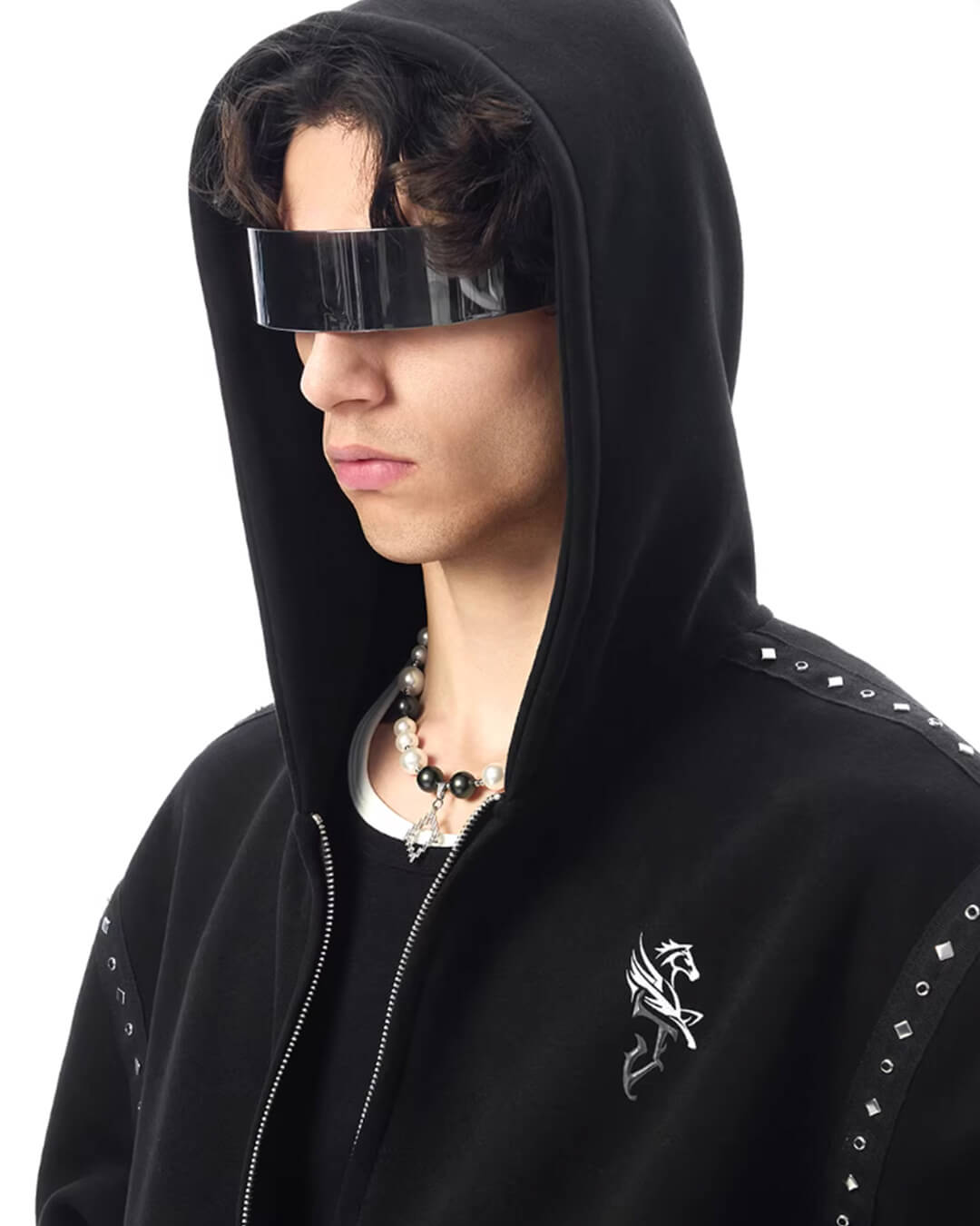 JHYQ Rivet Shoulder Cropped Zip Up Hoodie | Face 3 Face