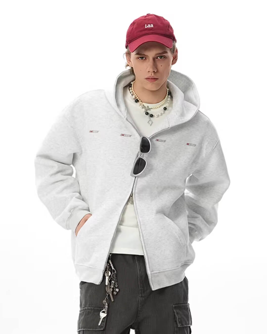 JHYQ Small Logo Double Zipper Hoodie | Face 3 Face