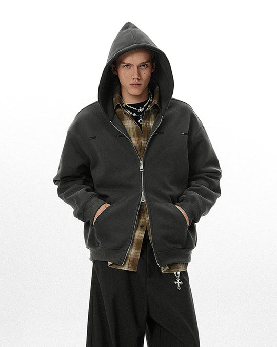 JHYQ Small Logo Double Zipper Hoodie | Face 3 Face