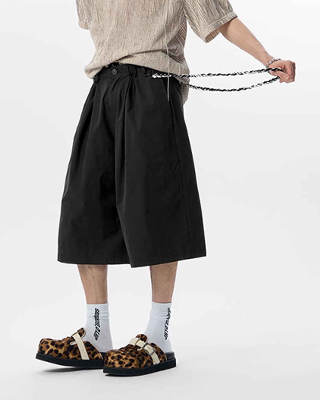 JHYQ Strap Detail Pleated Suit Shorts | Face 3 Face