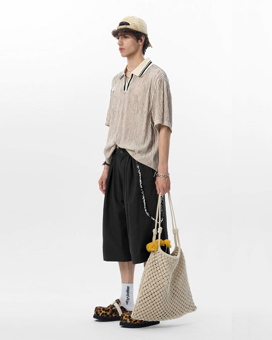 JHYQ Strap Detail Pleated Suit Shorts | Face 3 Face