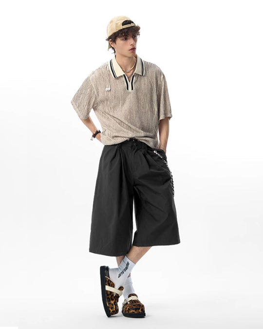 JHYQ Strap Detail Pleated Suit Shorts | Face 3 Face