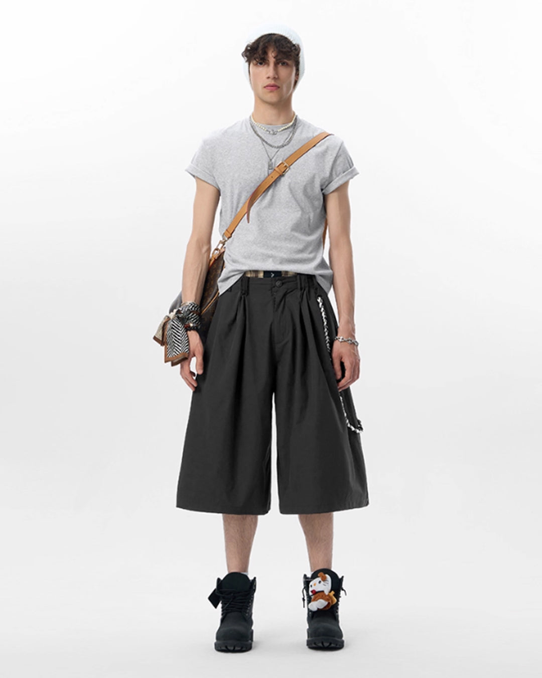 JHYQ Strap Detail Pleated Suit Shorts | Face 3 Face