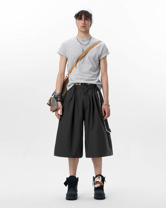 JHYQ Strap Detail Pleated Suit Shorts | Face 3 Face