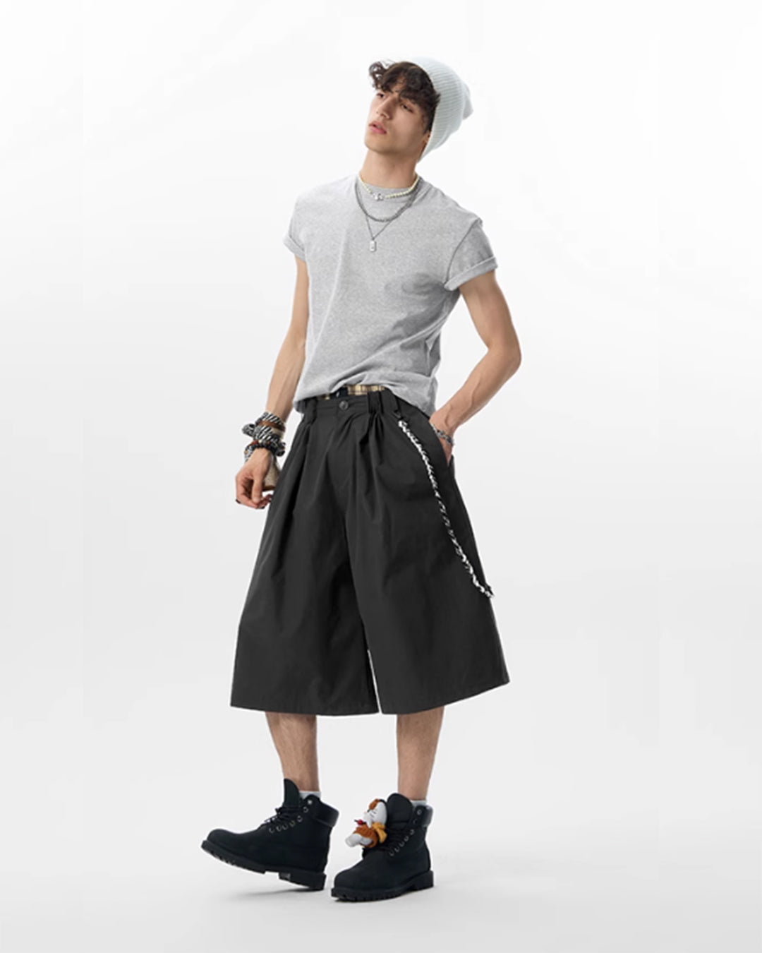 JHYQ Strap Detail Pleated Suit Shorts | Face 3 Face