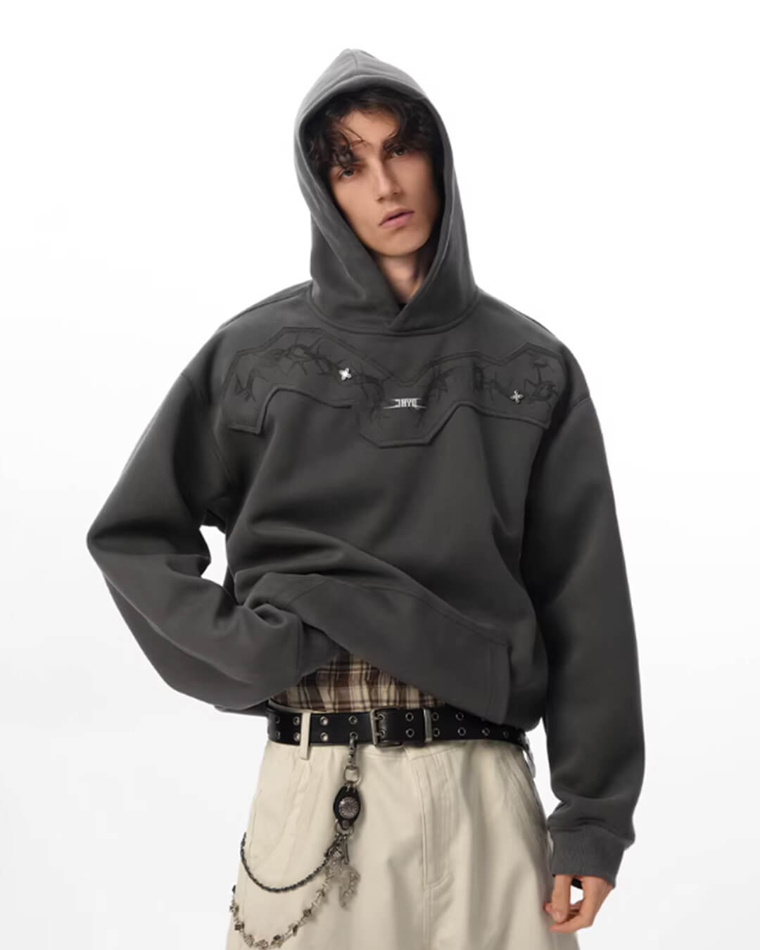 JHYQ Thorn Print 3D Patch Hoodie | Face 3 Face